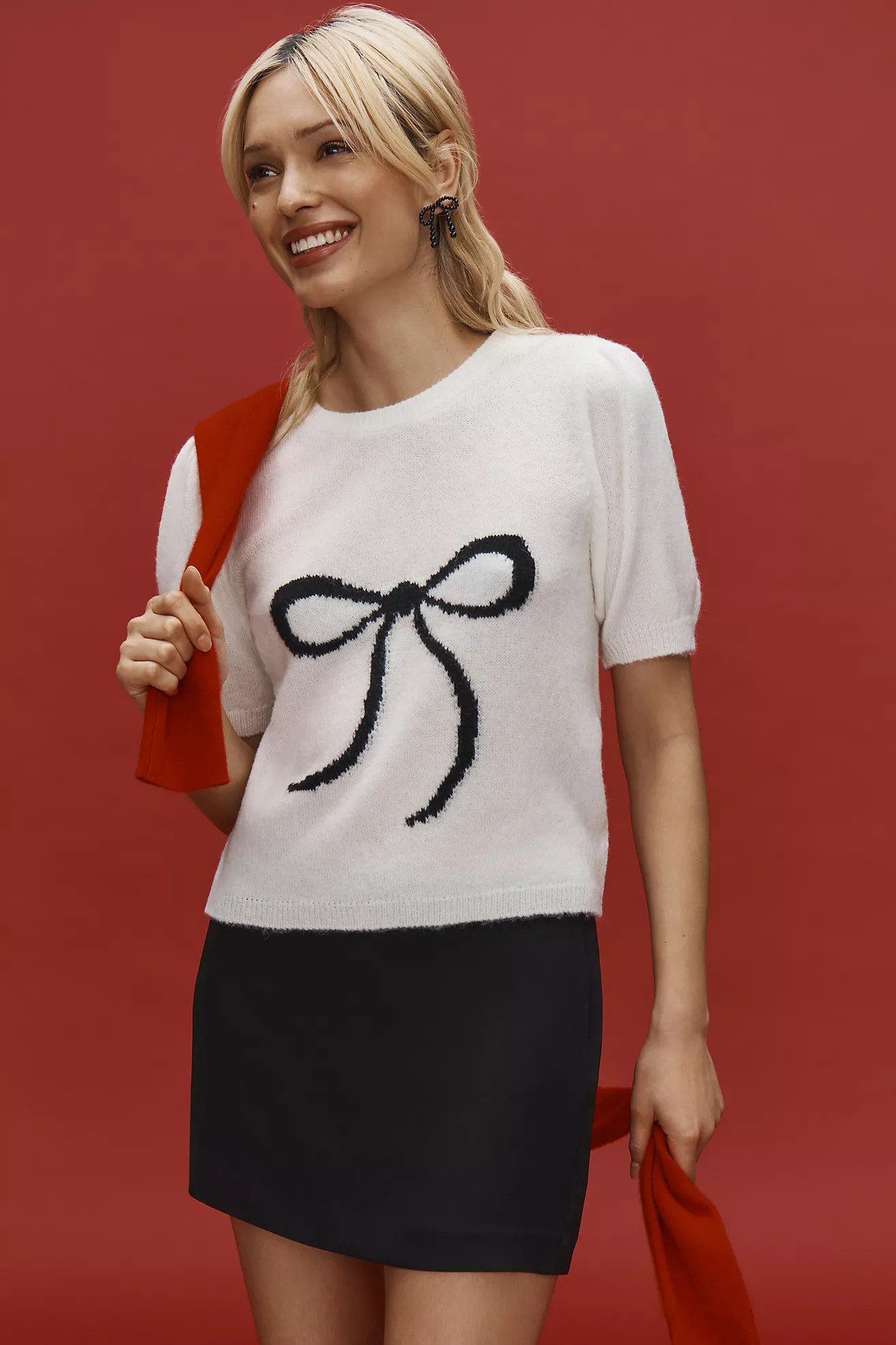 The Mollie Short-Sleeve Printed Sweater by Anthropologie | Anthropologie (US)