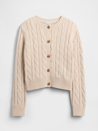 Kids Relaxed Cable-Knit Crewneck Cardigan | Gap Factory