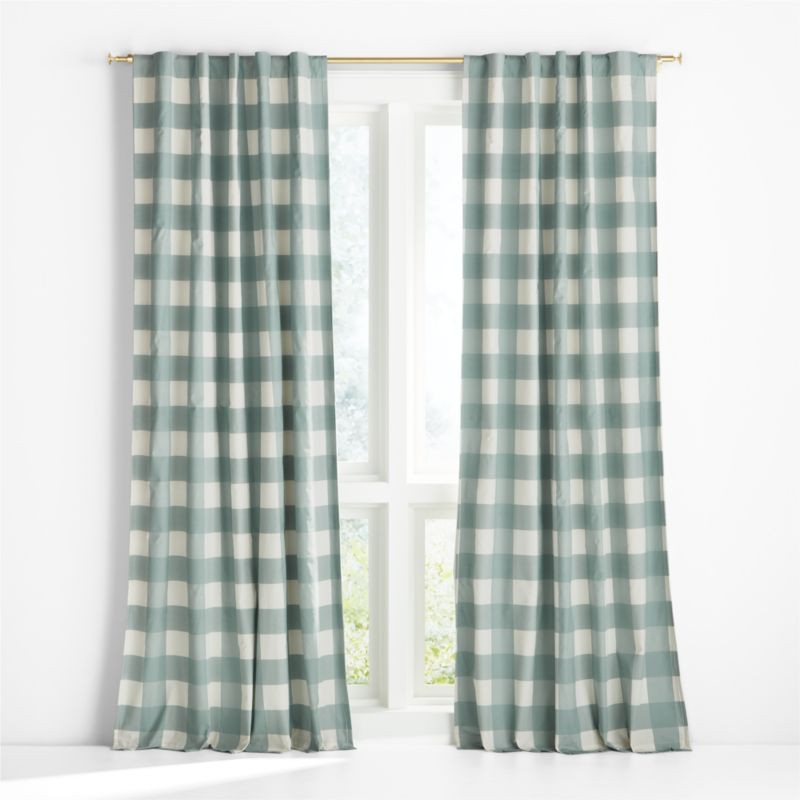 Blue Buffalo Check Cotton Blackout Window Curtain Panel 44"x63" + Reviews | Crate & Kids | Crate & Barrel