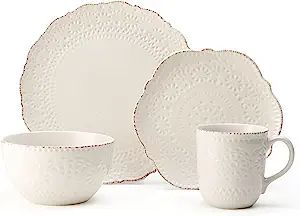 Pfaltzgraff Chateau Cream 16-Piece Stoneware Dinnerware Set, Service for 4, Off White | Amazon (US)