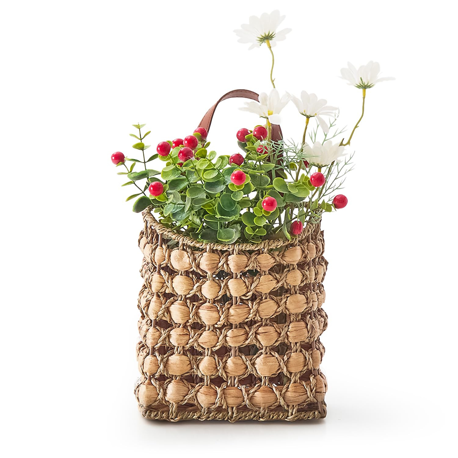 Wall Hanging Pocket Basket Portable Storage Basket Decorative Boho Mounted Organizer Dried Flower... | Amazon (US)