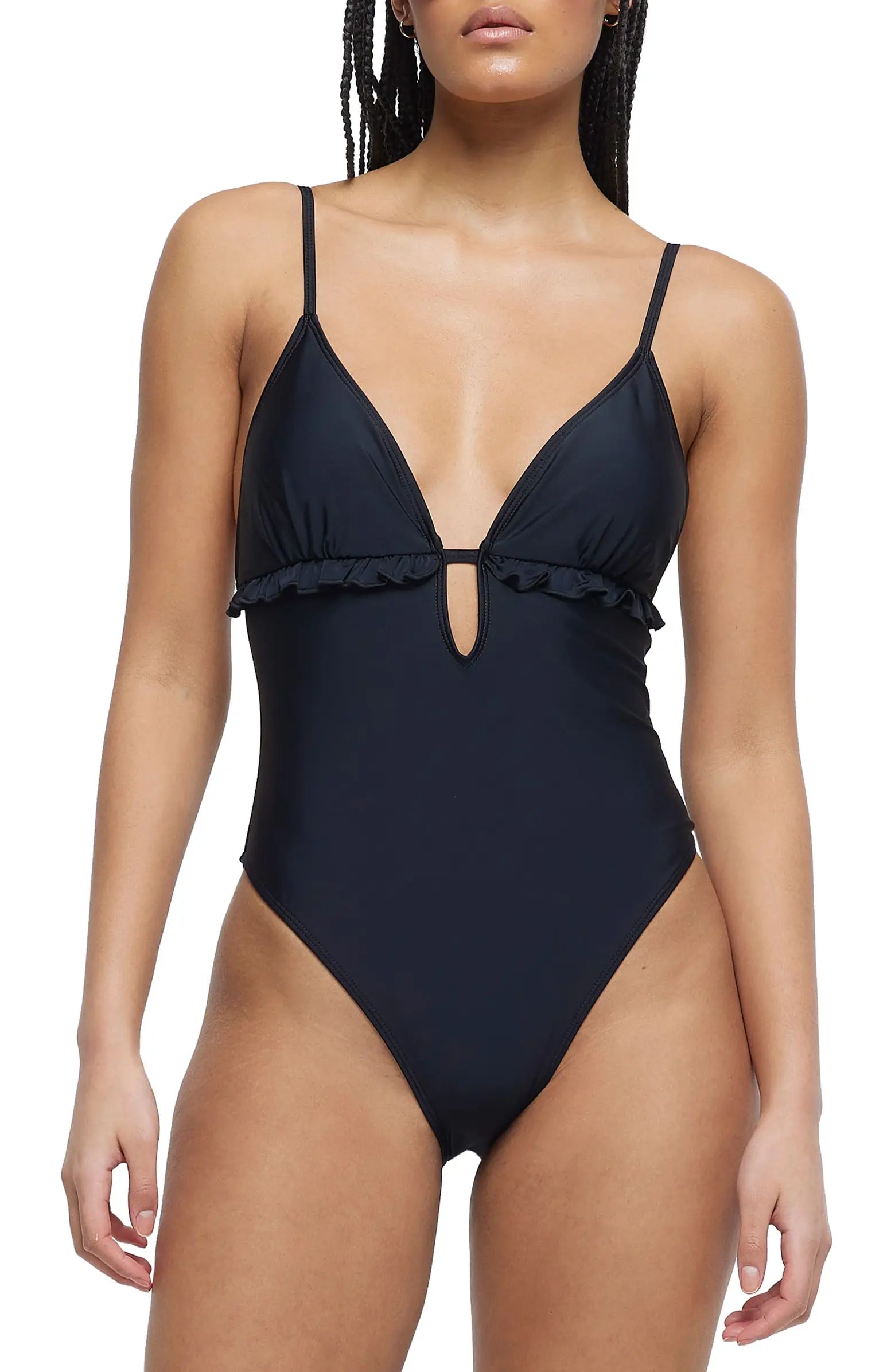 Frill Plunge One-Piece Swimsuit | Nordstrom