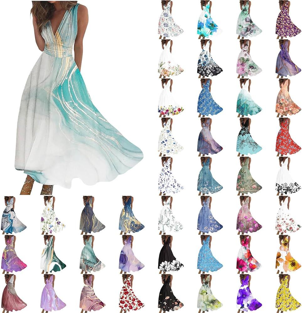 Dresses for Women 2024, Women's Casual Long Dress Floral A Line Dress Fashion Beach Dress Hawaii ... | Amazon (US)