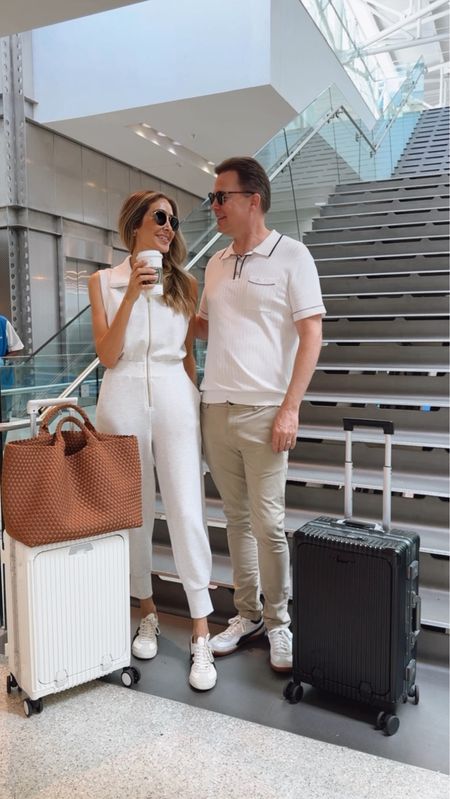 Couple’s airport outfit idea that is comfortable and stylish, runs true to size.

#LTKstyletip #LTKtravel #LTKSeasonal