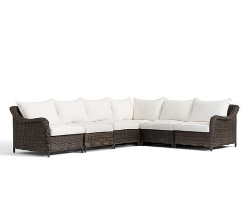 Torrey Wicker 6-Piece Roll Arm Outdoor Sectional | Pottery Barn (US)