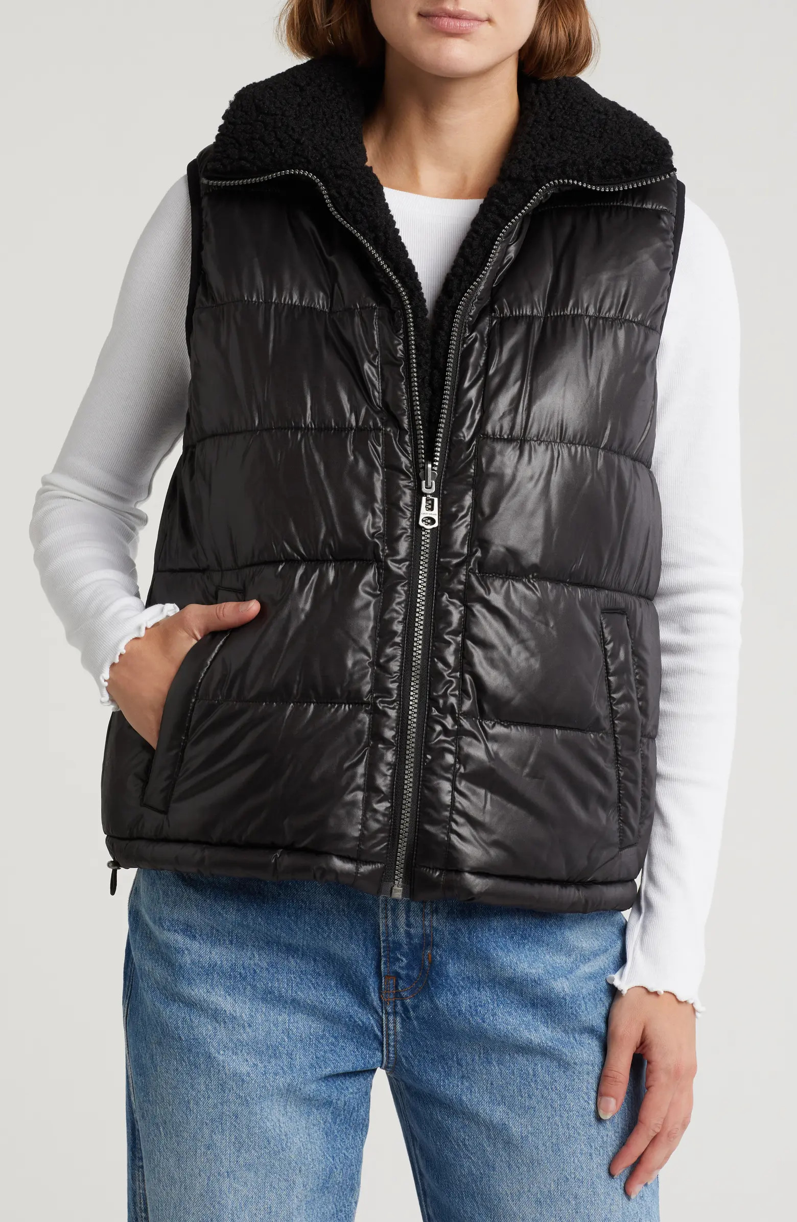 Lucky Brand Reversible Faux Shearling Puffer Vest | Nordstromrack | Nordstrom Rack