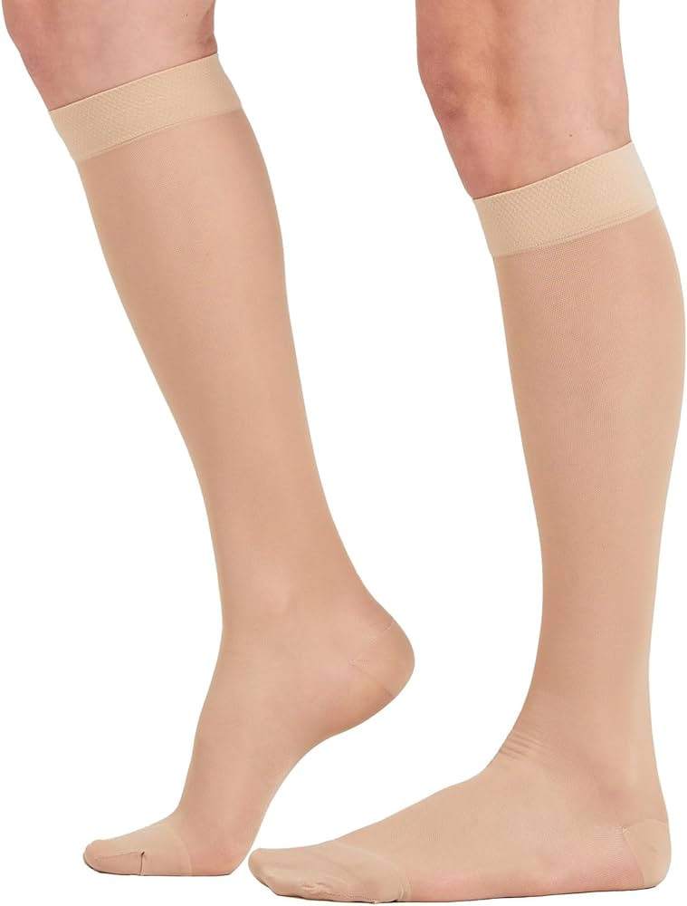 2 Pairs Sheer Compression Socks for Women - 15-20 mmHg Knee High Sheer Compression Stockings for ... | Amazon (US)
