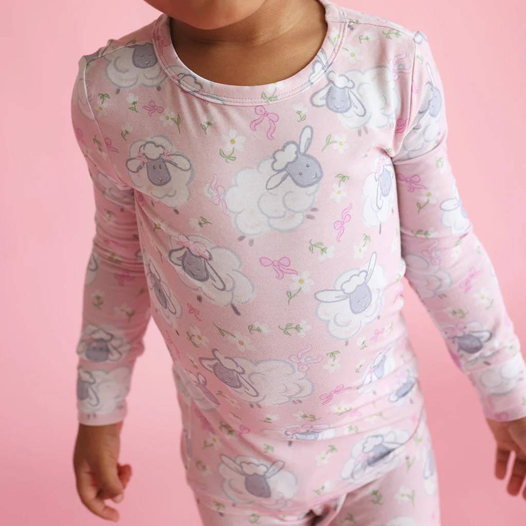 Sheep Pink Long Sleeve Toddler Pajamas | Paula | Posh Peanut