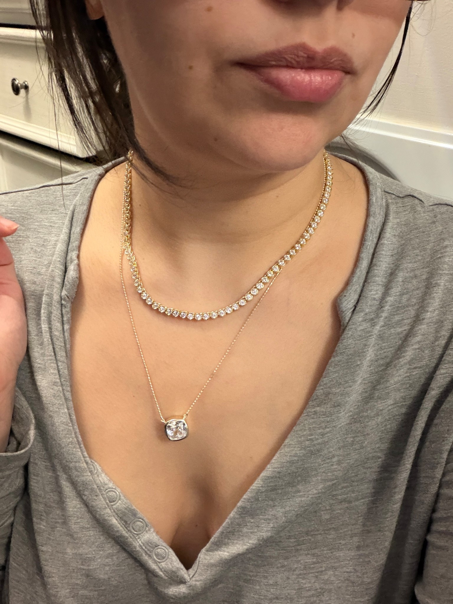 What a combo! Wow tennis necklace with large scale pendant 🤩🤩🤩

#LTKmomlife