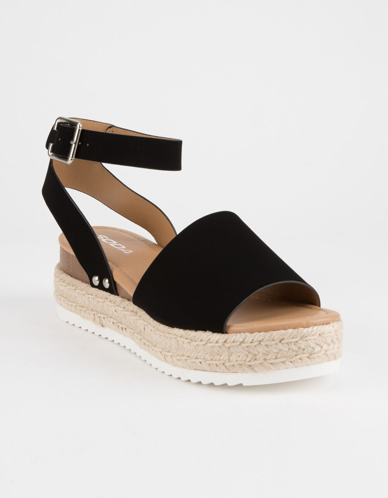 SODA Topic Black Womens Espadrille Flatform Sandals | Tillys