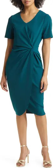 TAHARI ASL Stretch Crepe Side Knot Dress | Nordstrom | Nordstrom