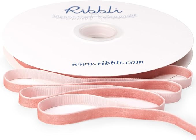 Ribbli Rose Gold Velvet Ribbon 3/8 Inches Continuous 25 Yard Spool Dusty Pink Christmas Ribbon fo... | Amazon (US)