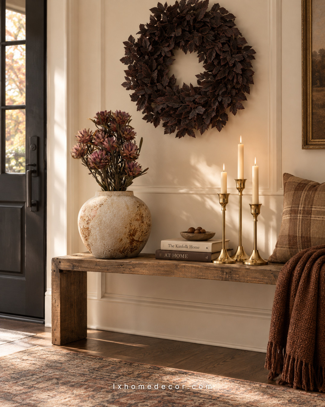 Need an entryway update that feels warm and welcoming? I’ve been loving natural wood console tables because they add character without making a space feel crowded. This layered look with soft textures, candles, and earthy tones creates that cozy first impression every home needs. Would you style your entryway with a rustic or modern touch? Save this idea and shop the look.

#EntrywayDecor #ConsoleTable #CozyHome #HomeStyling #NeutralDecor
rustic console table, entryway furniture ideas, warm home decor 

 #LTKOver40 #LTKHome #LTKSaleAlert