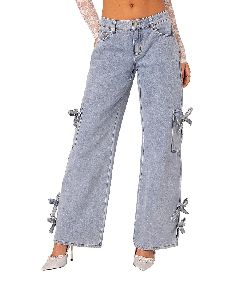 Edikted Bows 4 Days Low Rise Baggy Jeans | Bloomingdale's (US)