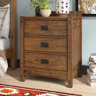 3-drawer Solid Wood Nightstand with USB Chargers | Wayfair North America