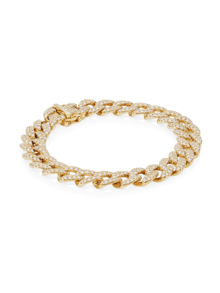 14K Gold & Diamond Curb-Chain Bracelet | Saks Fifth Avenue