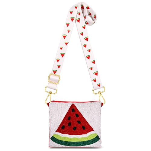 NVENF Beaded Watermelon Purse for Women Tropical Fruit Crossbody Purse Summer Beach Shoulder Bag Accessories Outfits Gifts (Style C) | Amazon (US)