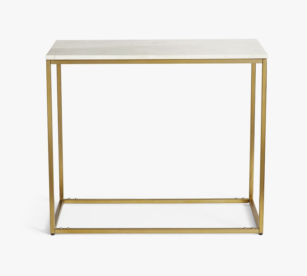 Delaney Rectangular Marble End Table | Pottery Barn (US)