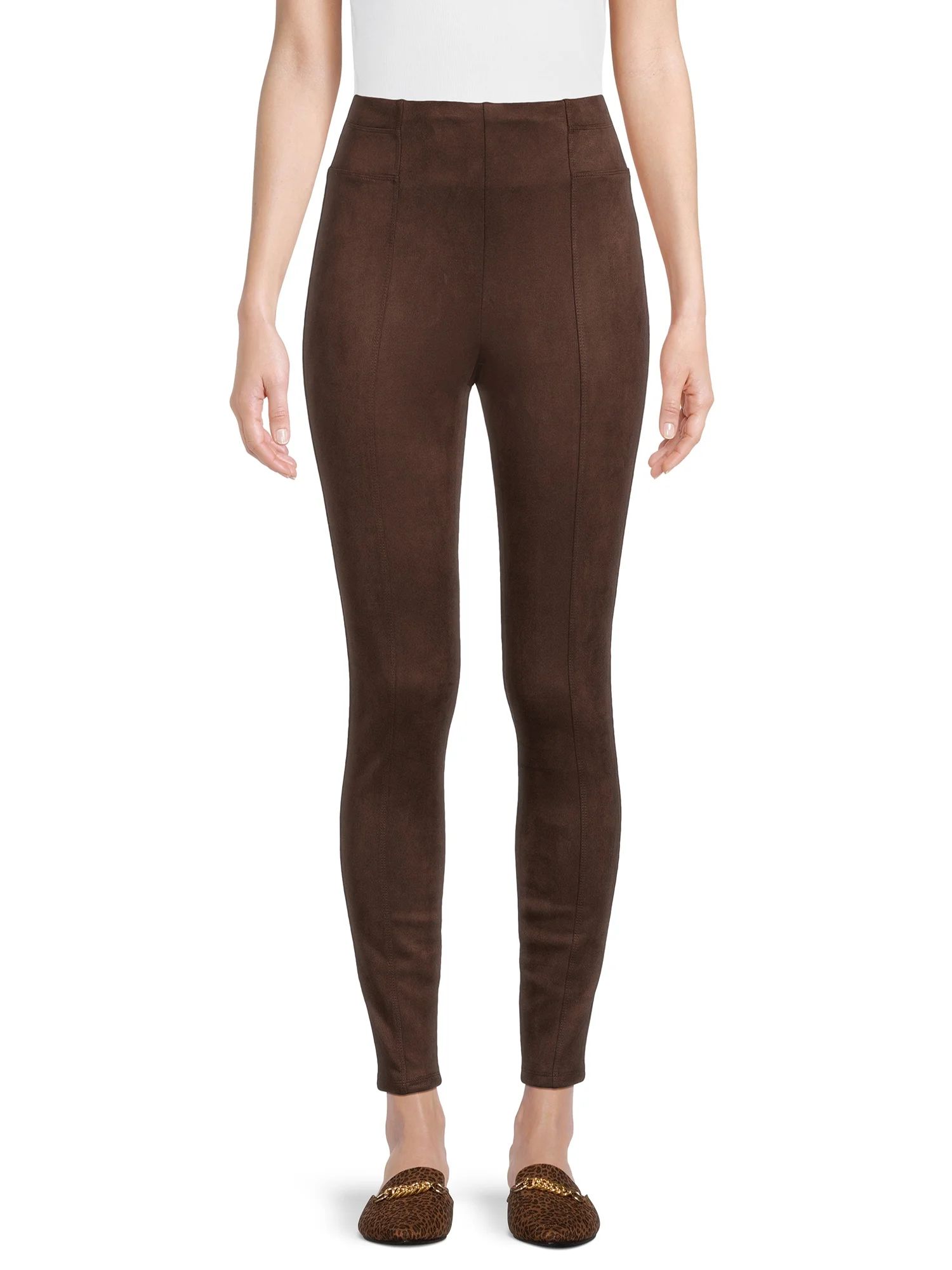 Time and Tru Women's Pull on Faux Suede Legging, 28" Inseam, Sizes XS-XXL | Walmart (US)