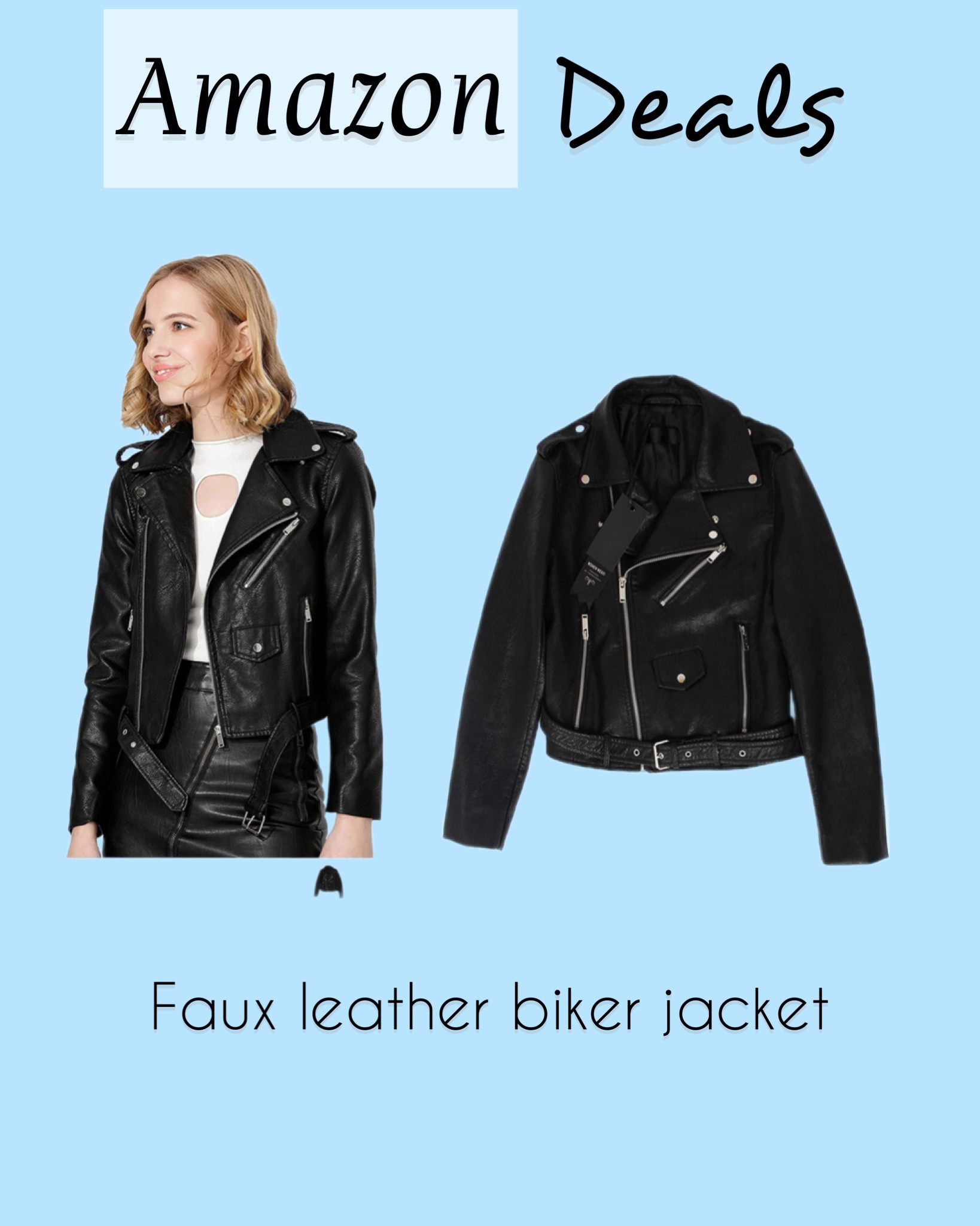 Athlemo Womens Faux Leather Motorcycle Jackets Classical Black PU Slim Short Biker Coats