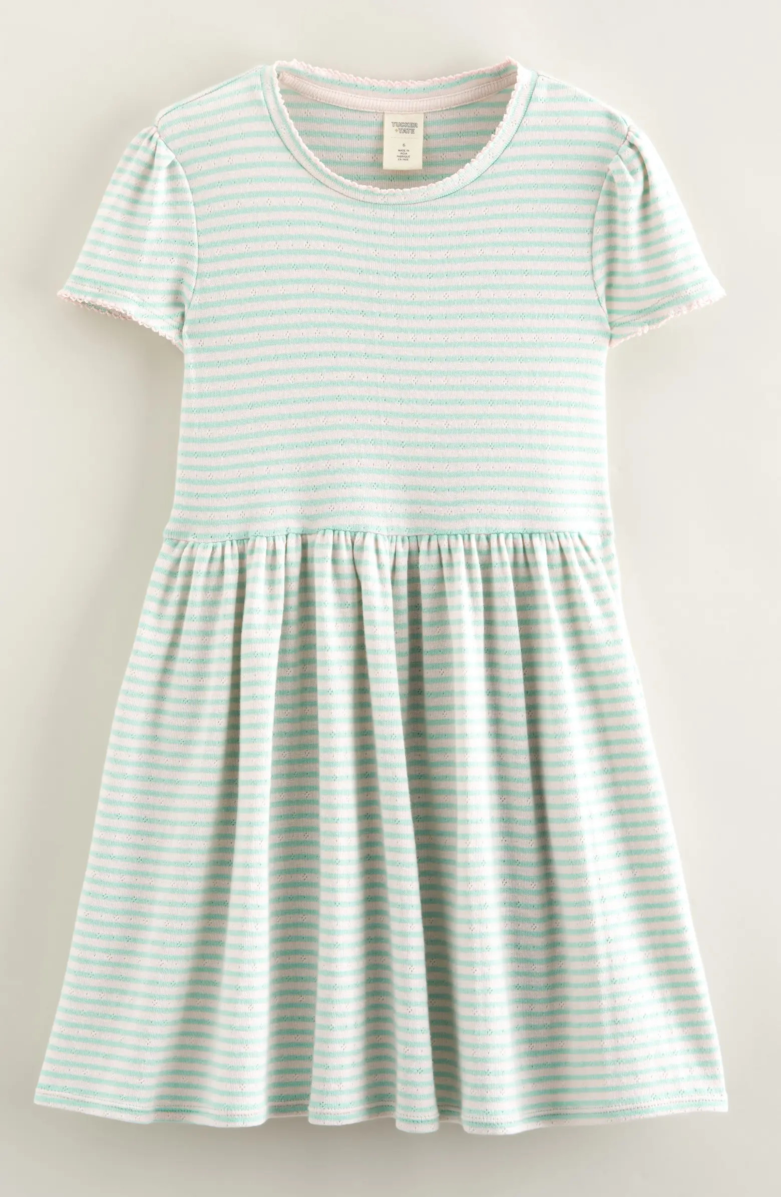 Tucker + Tate Kids' Pointelle Puff Sleeve Stretch Cotton Dress | Nordstrom | Nordstrom