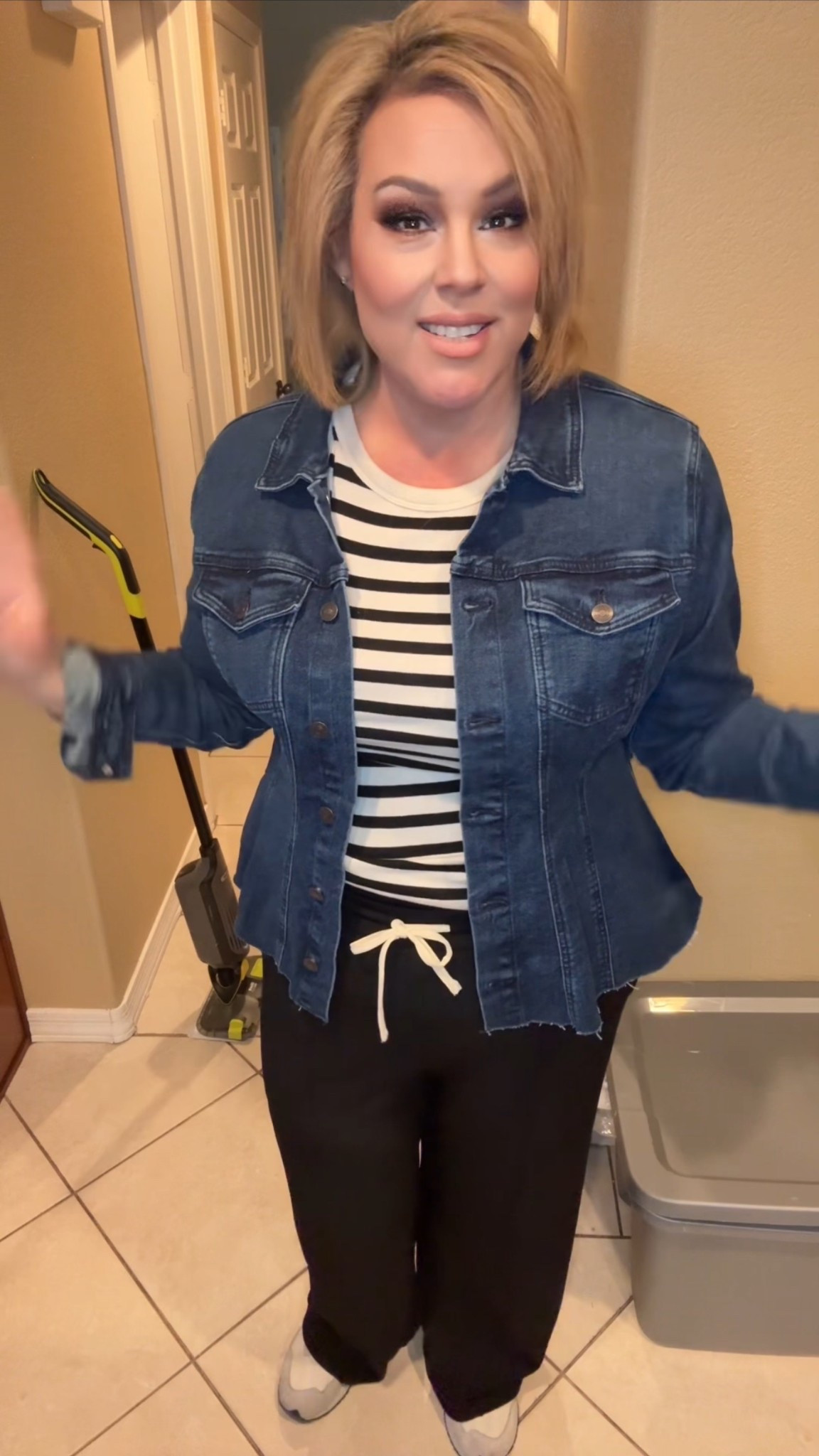 Love this cute peplum jean jacket paired with comfortable tank and pants 

#LTKTravel #LTKOver40 #LTKMidsize