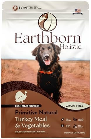 Earthborn Holistic Primitive Natural Turkey Meal & Vegetables Grain-Free Dry Dog Food 25 lb | Amazon (US)