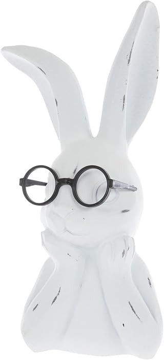 Hobby Lobby White Bunny with Glasses Figurine, Easter Spring Home Decor, Resin and Plastic, 7 Inc... | Amazon (US)