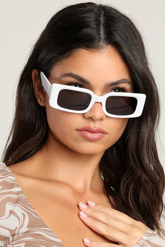 A La Mod White Small Rectangle Sunglasses | Lulus (US)