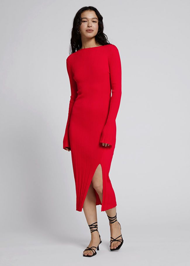 Fitted Ribbed Slit Front Dress | & Other Stories US