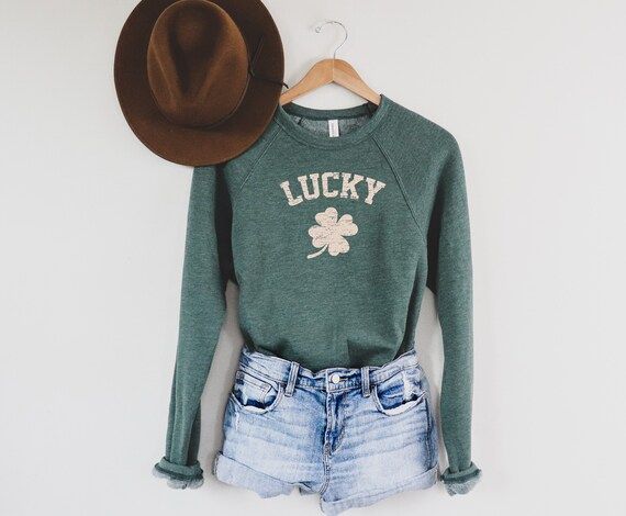 LUCKY SWEATSHIRT - Shamrock Sweatshirt - St Patricks Shirt - St Pattys Day - Clover Shirt - Shena... | Etsy (US)