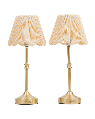 2pk 16.5in Rechargeable Rattan Metal Table Lamp | TJ Maxx