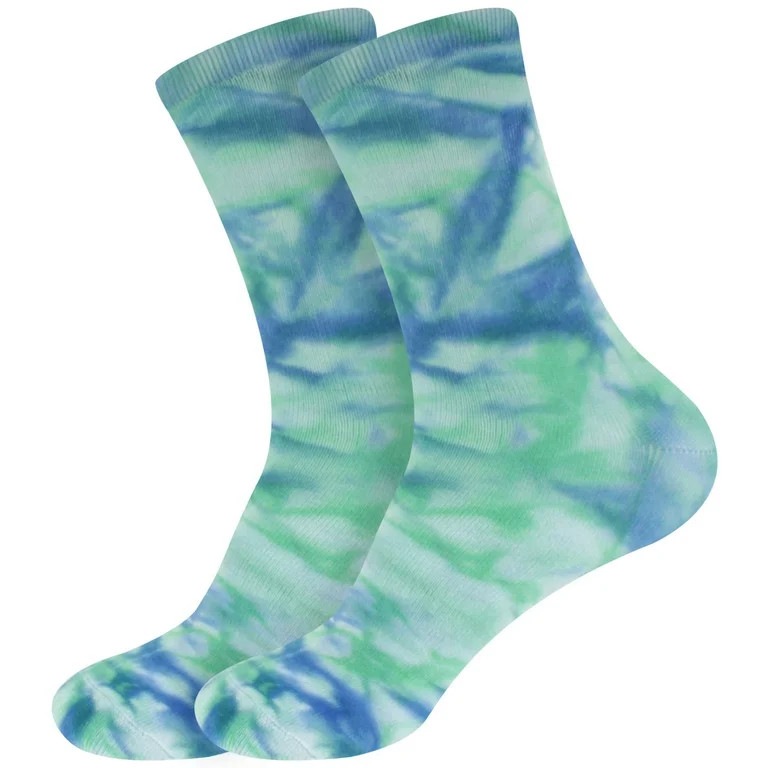 BambooMN Women's Bamboo Athletic Tie Dye Crew Socks - Blue Green - 2 pairs | Walmart (US)