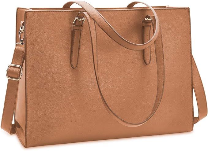 Amazon.com: Laptop Bag for Women Waterproof Lightweight Leather 15.6 Inch Computer Tote Bag Busin... | Amazon (US)