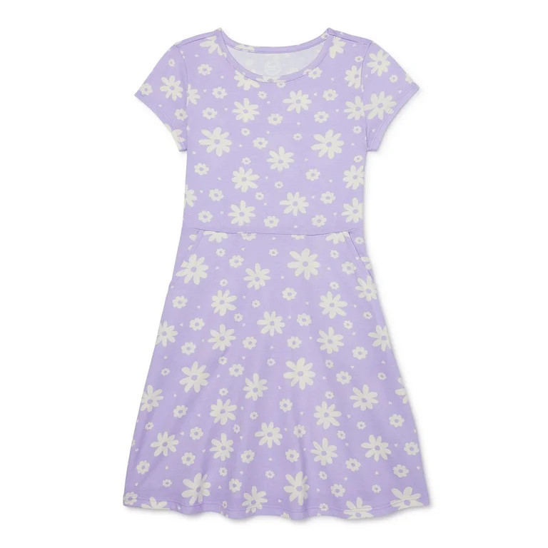 Wonder Nation Girls Short Sleeve Play Dress, Size 4-18 & Plus - Walmart.com | Walmart (US)
