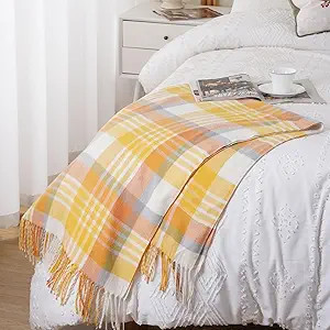 BATTILO HOME Yellow Plaid Throw Blanket for Couch - Plaid Throw Blanket Buffalo Plaid Blankets - ... | Amazon (US)