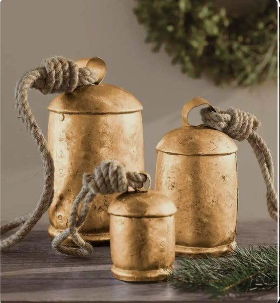 Set of 3 Rustic Christmas Cow Bells for Decoration – Antique Metal Jingle Bells for Tree, Wreat... | Amazon (CA)