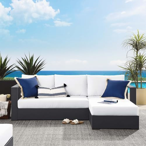Modway Tahoe Modular Aluminum 2-Piece Outdoor Patio Furniture Gray White, Right-Facing Sectional ... | Amazon (US)