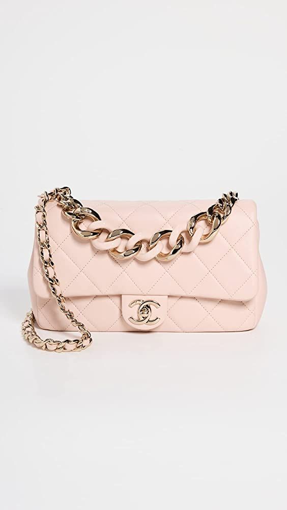 CHANEL Women's Pre-Loved Pink Lambskin Half Flap 9" Bag | Amazon (US)