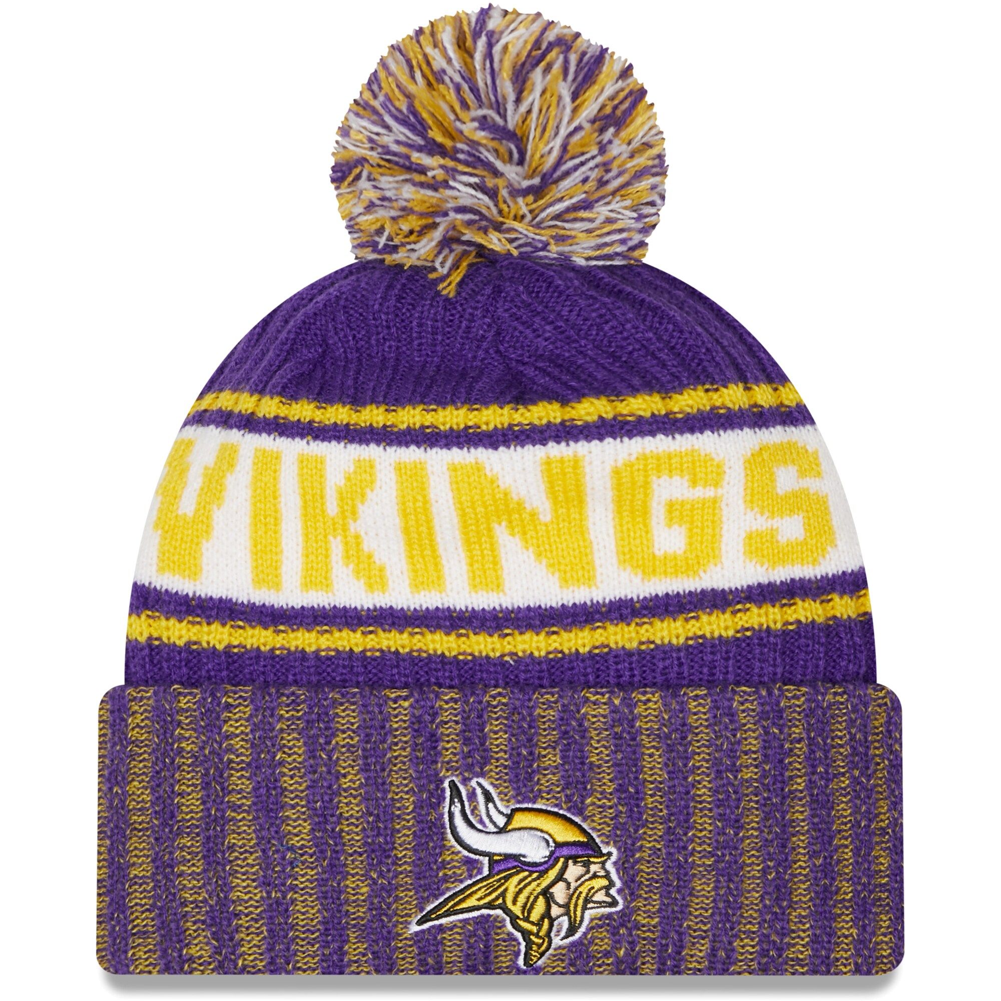 Minnesota Vikings New Era Marl Cuffed Knit Hat with Pom - Purple | Fanatics