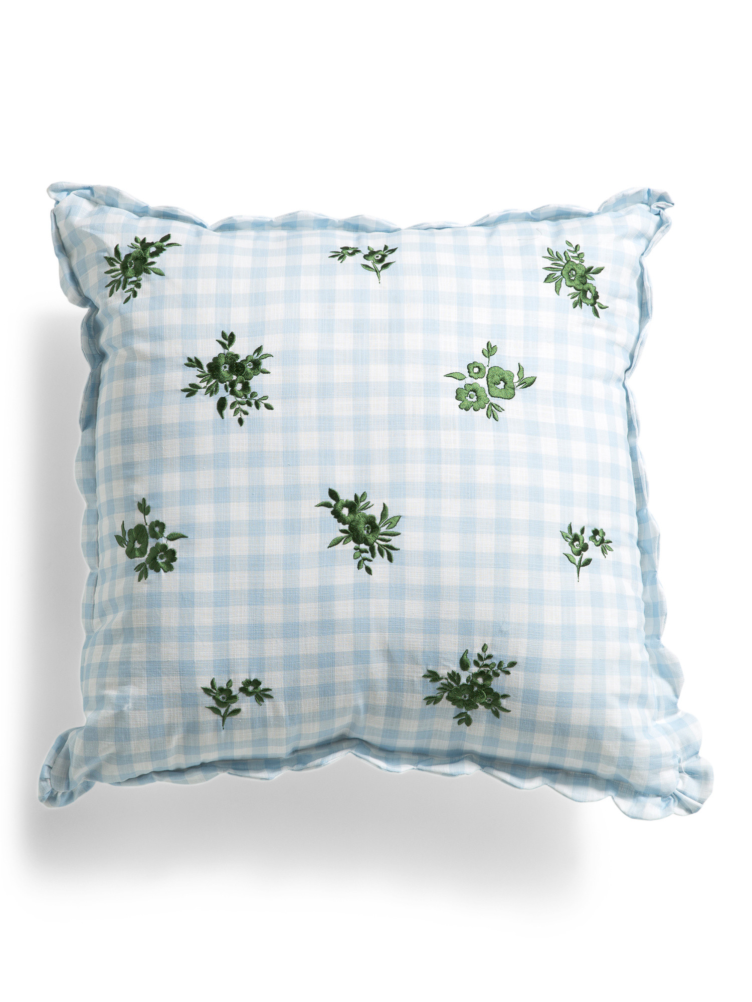 20x20 Gingham Floral Embroidered Pillow | TJ Maxx
