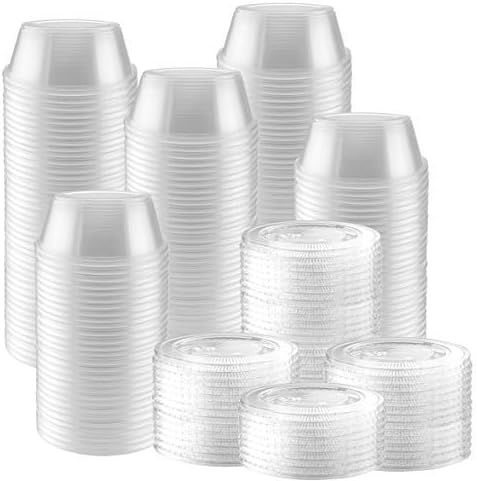 PlastiMade Clear Disposable Plastic Portion Cups With Lids (200 Sets - 1 Oz) - Disposable Condiment  | Amazon (US)
