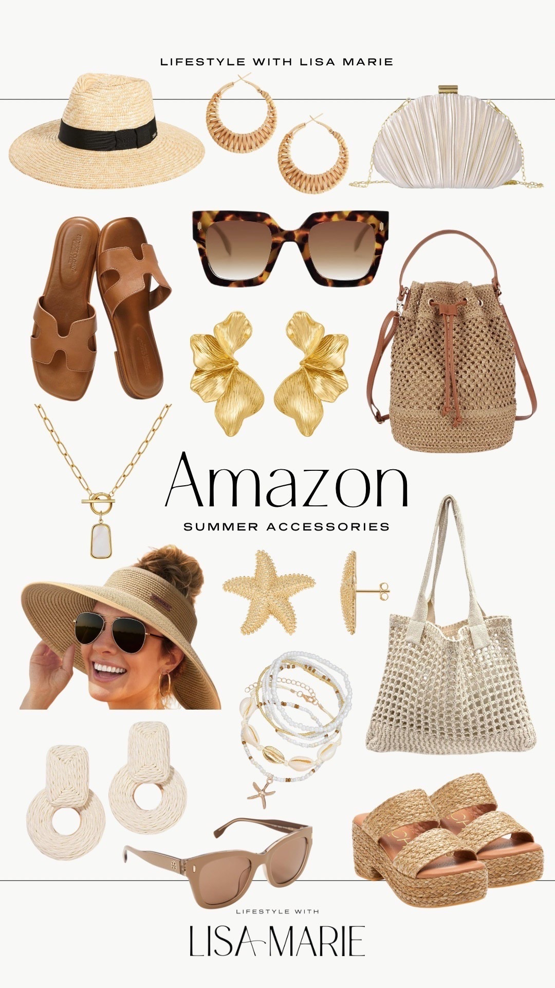 Amazon summer accessories. Beach outfits. Sunglasses. Vacation style inspo. Resort wear. Fun statement earrings. Raffia totes and sandals. Beach inspired jewelry. Statement sunglasses. Beach hats. Packable visor for the pool. 


#LTKTravel #LTKSeasonal #LTKootd