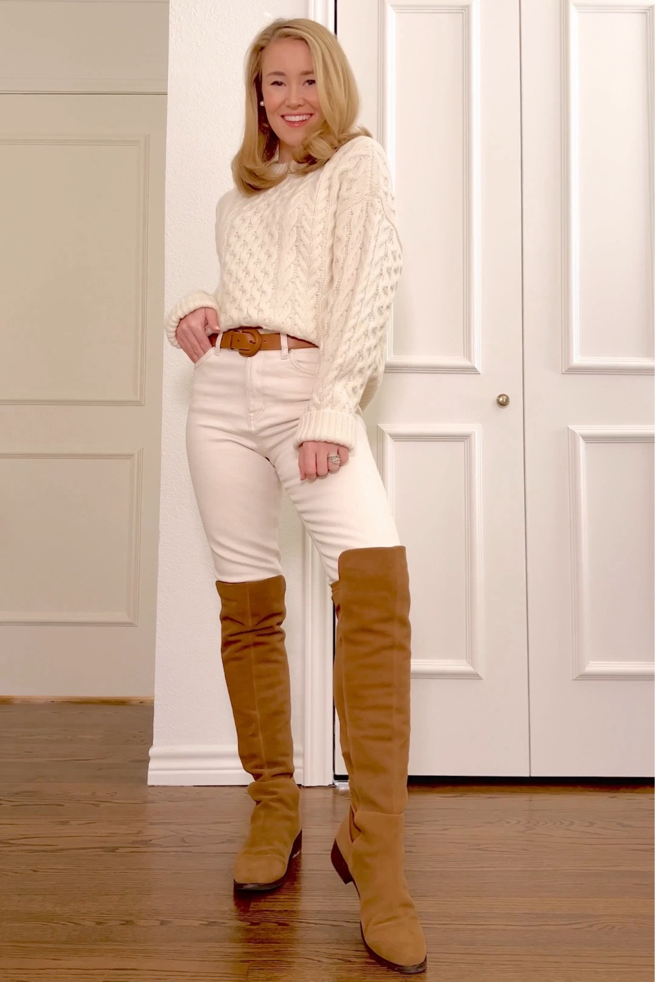 SIZING:

Sweater // fits oversized. order your usual blouse size. I’m in an XS.
Jeans // wearing a 34. Typically a 26 in jeans.
Boots // I sized a full size up for extra room for socks.