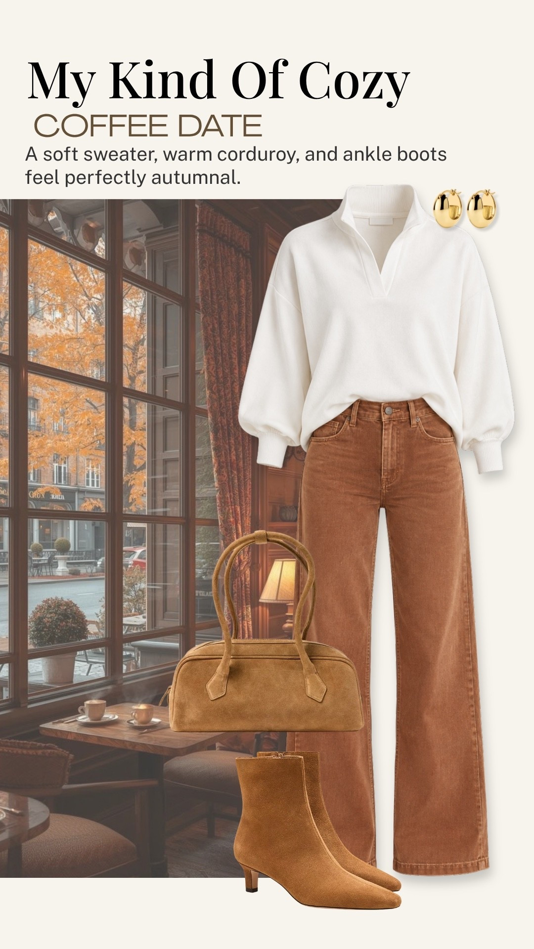A soft cream sweater and warm corduroy pants make such a lovely fall combination. Paired with suede ankle boots and a coordinating handbag, it’s an easy, polished outfit for a coffee date or a relaxed autumn day.

#LTKootd #LTKdayinmylife #LTKOver40