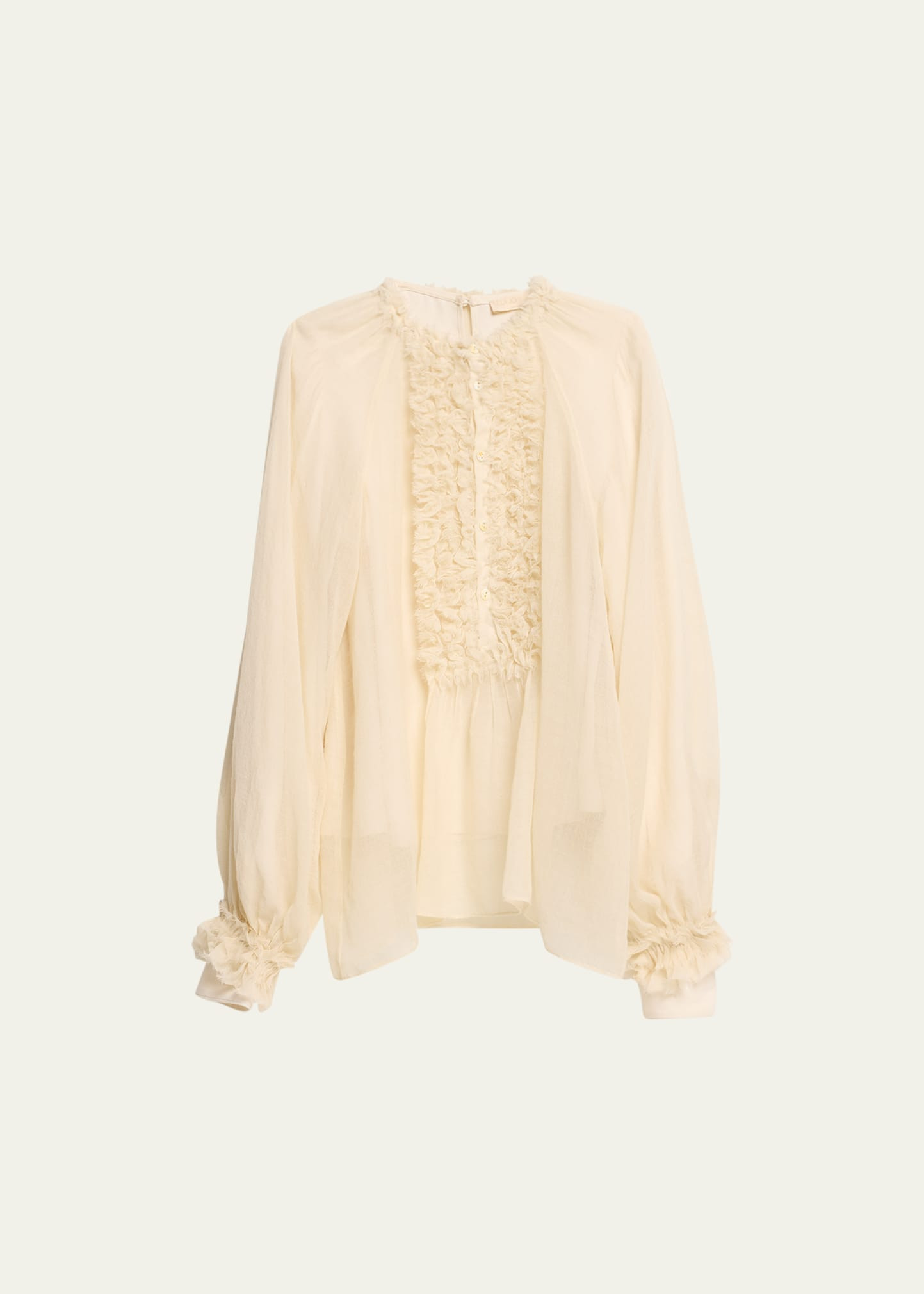 Ulla Johnson Bardot Sheer Wool Gauze Poet Blouse | Bergdorf Goodman