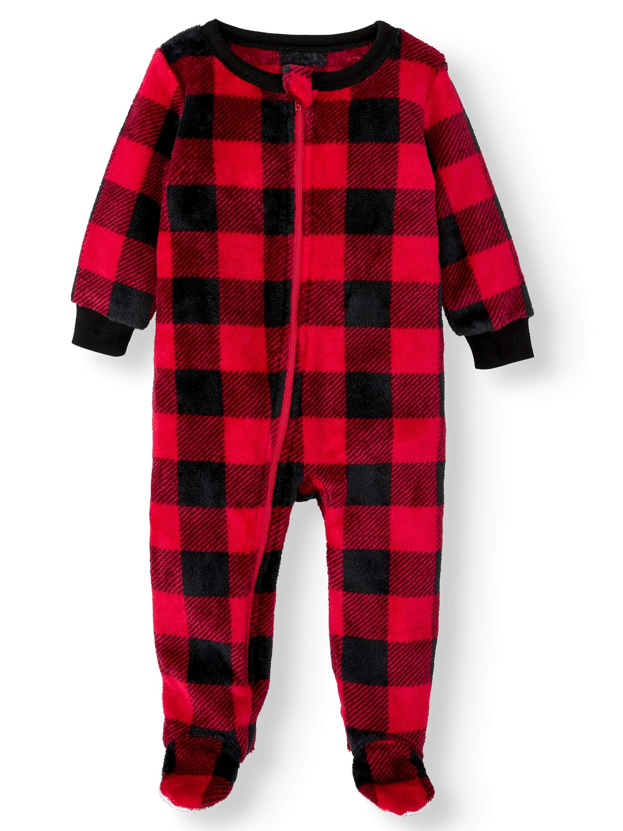 Matching Family Christmas Pajamas Baby Boy Girl Unisex Buffalo Plaid Sleeper - Walmart.com | Walmart (US)