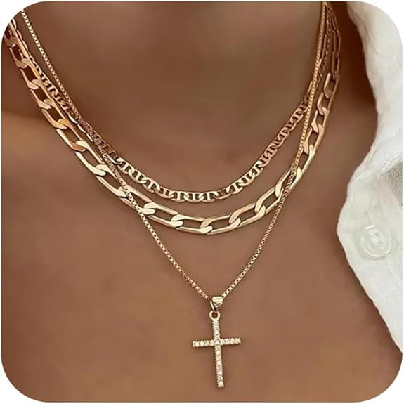 Cross Necklace for Women,Stackable Stacked Stacking Layering Layered Necklaces Dainty Gold Neckla... | Amazon (US)