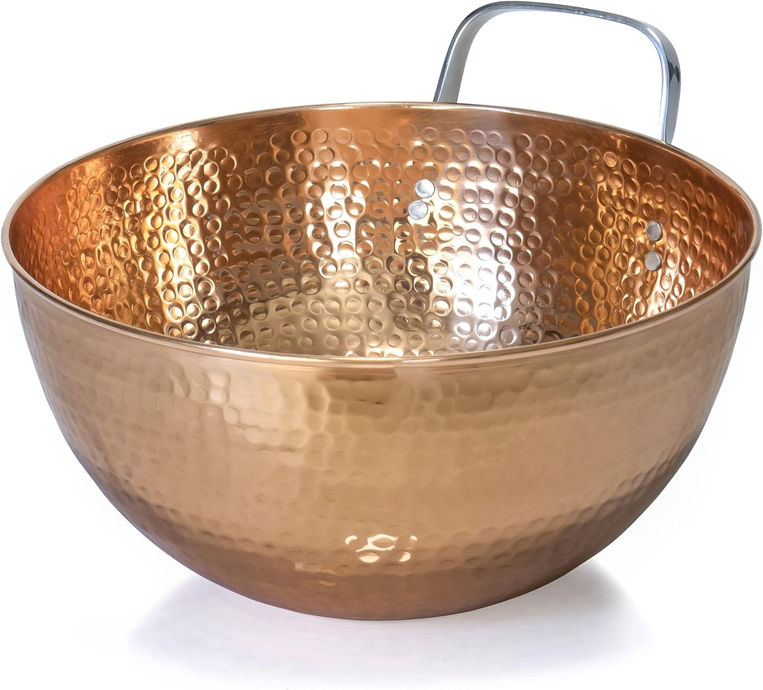 Red Co. 5 Quarts Large 11” Round Hammered Pure Copper Mixing Bowl with Handle | Amazon (US)