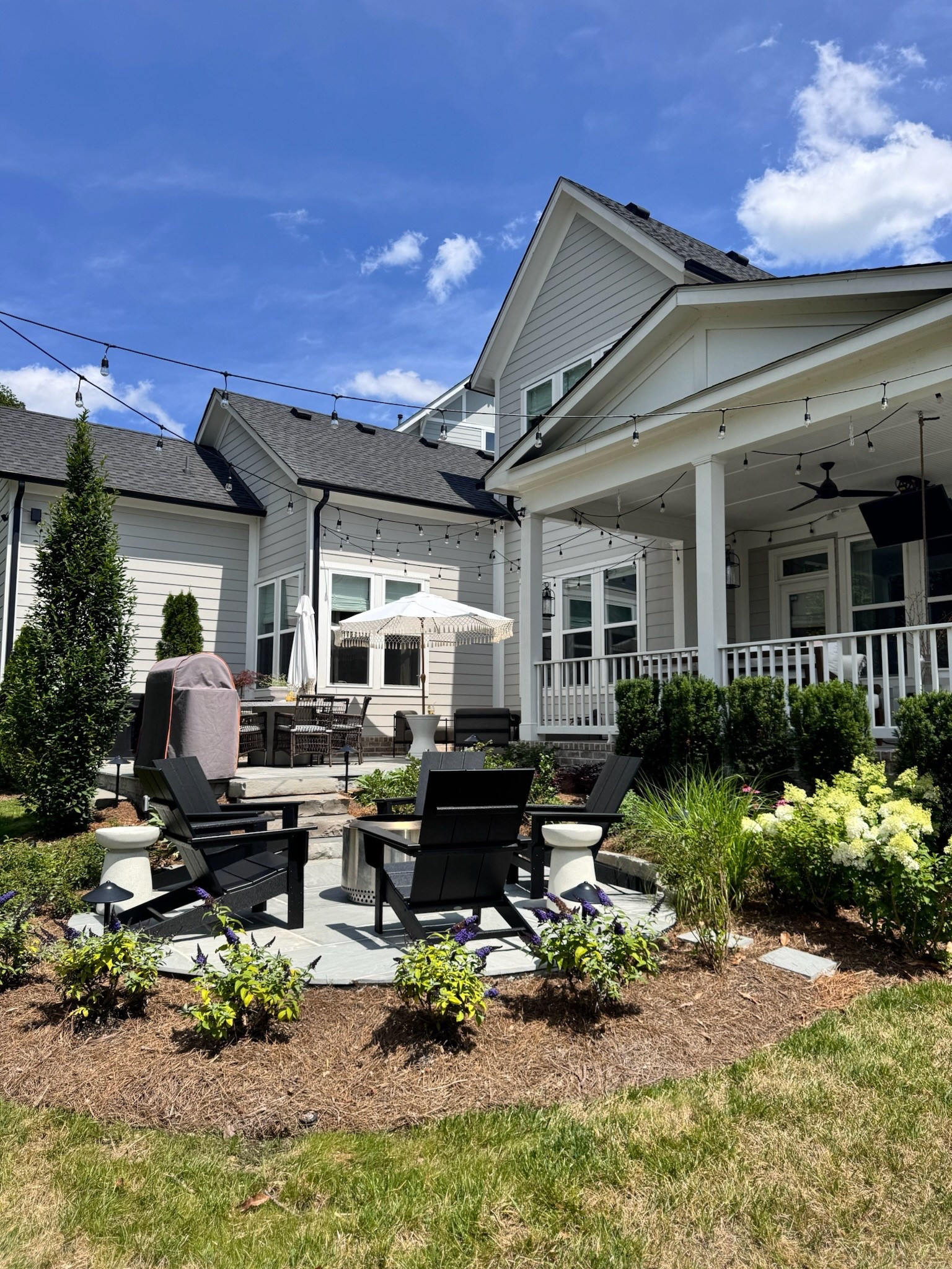 Fire pit area furniture. Polywood chairs. 